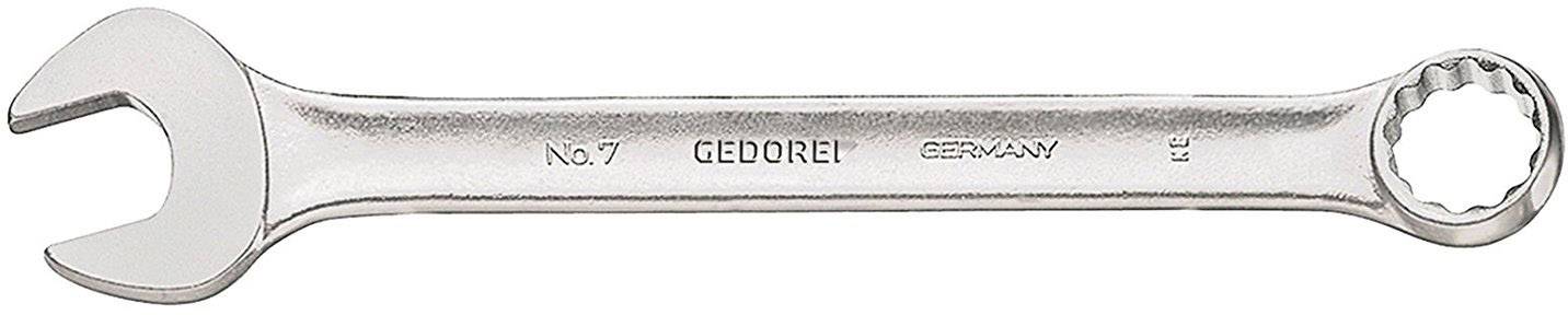 Une clé à molette argentée portant l'inscription 'GEDORE', avec un côté ouvert et un côté à anneau. Taille 'No. 7'.
