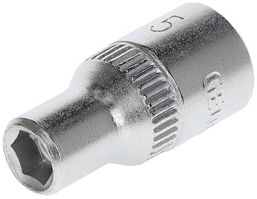 Embout de clé à douille métallique, taille 5, avec poignée striée pour une meilleure prise en main.