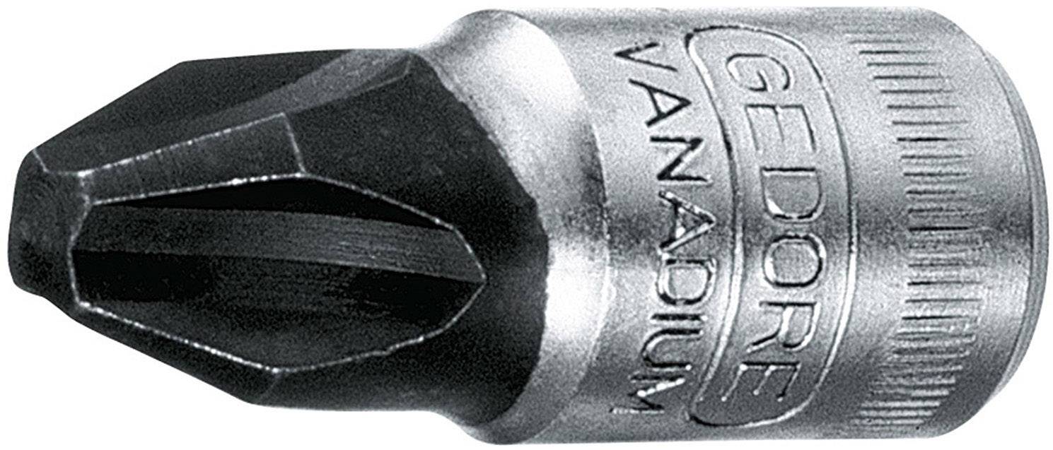 Un embout cruciforme en acier noirci de la marque 'GEDORE VANADIUM', adapté pour visser.