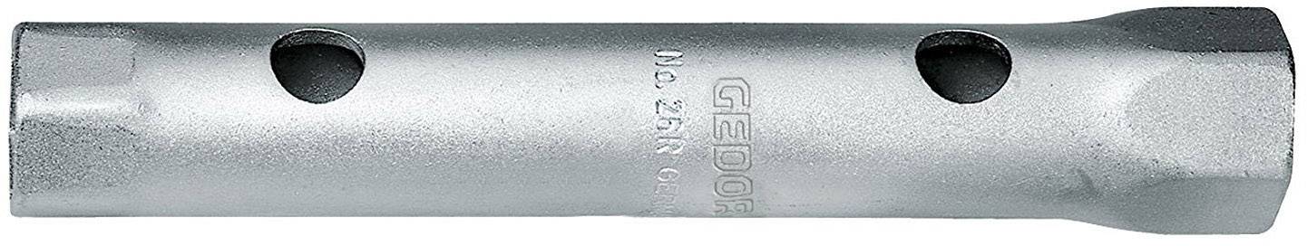 Une clé à molette en argent de forme cylindrique avec des trous sur les côtés. Elle porte l'inscription gravée 'GEDORE'.