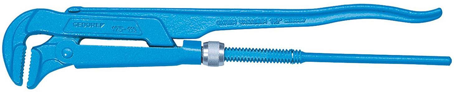 Clé à molette bleue avec tête réglable et mâchoires crantées, adaptée aux travaux de plomberie ou aux installations sanitaires.
