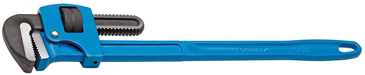 Une clé à molette bleue en métal avec une mâchoire ajustable pour fixer ou desserrer des tuyaux et des connexions.