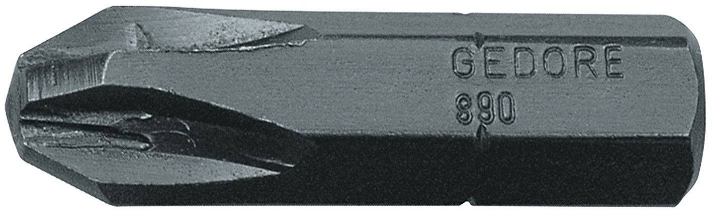 Embout de tournevis à croix cruciforme avec inscription imprimée 'GEDORE 890', en métal, montrant deux extrémités de lame pour vis.