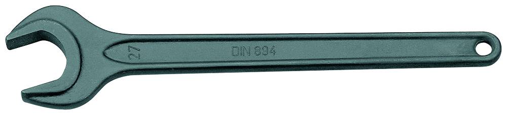Une clé à fourche en métal portant la gravure 'DIN 894' et le chiffre '27', adaptée pour serrer ou desserrer des connexions filetées.