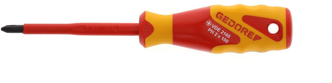Gedore VDE 2160 PH 2 1612123 Tournevis cruciforme PH 2 Longueur de la lame: 100 mm DIN ISO 8764