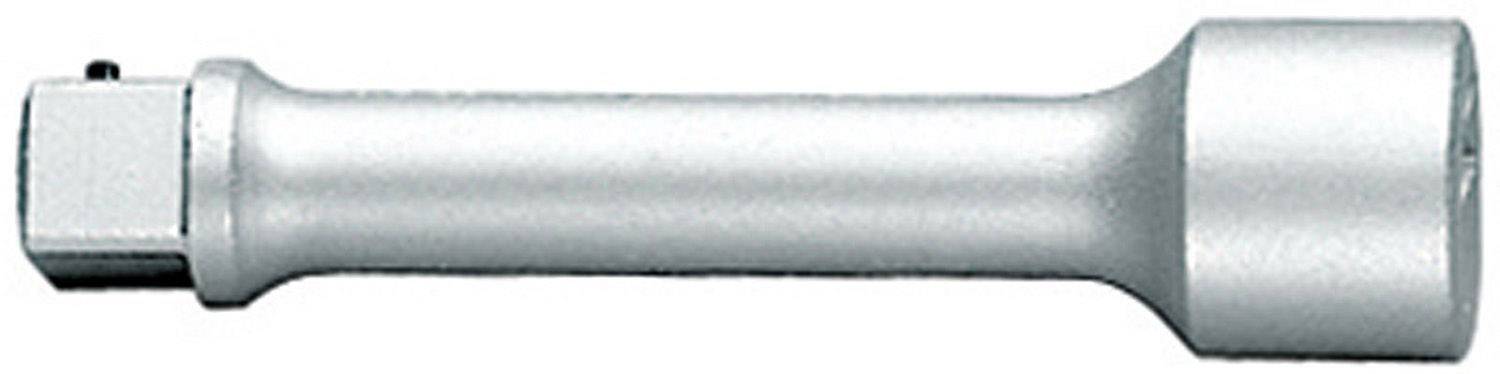 Un adaptateur de rallonge à cliquet en métal argenté. Utilisé pour étendre la portée d'un jeu d'outils.
