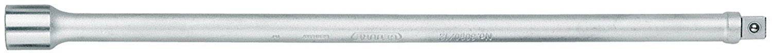 Une tige de rallonge en argent pour un outil de vissage, cylindrique et lisse, avec un raccord carré à une extrémité.