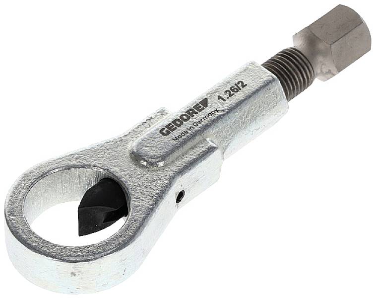 Un extracteur de tube en argent de la marque GEDORE avec une tête hexagonale, adapté pour retirer des tubes cassés.