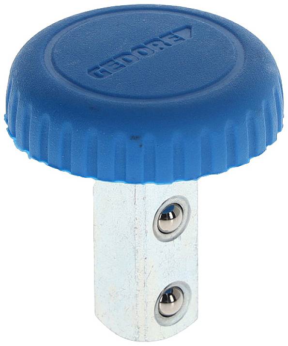 Poignée d'outil bleue avec tige métallique et deux boules intégrées pour la fixation. Au-dessus de la poignée est inscrit 'GEDORE'.