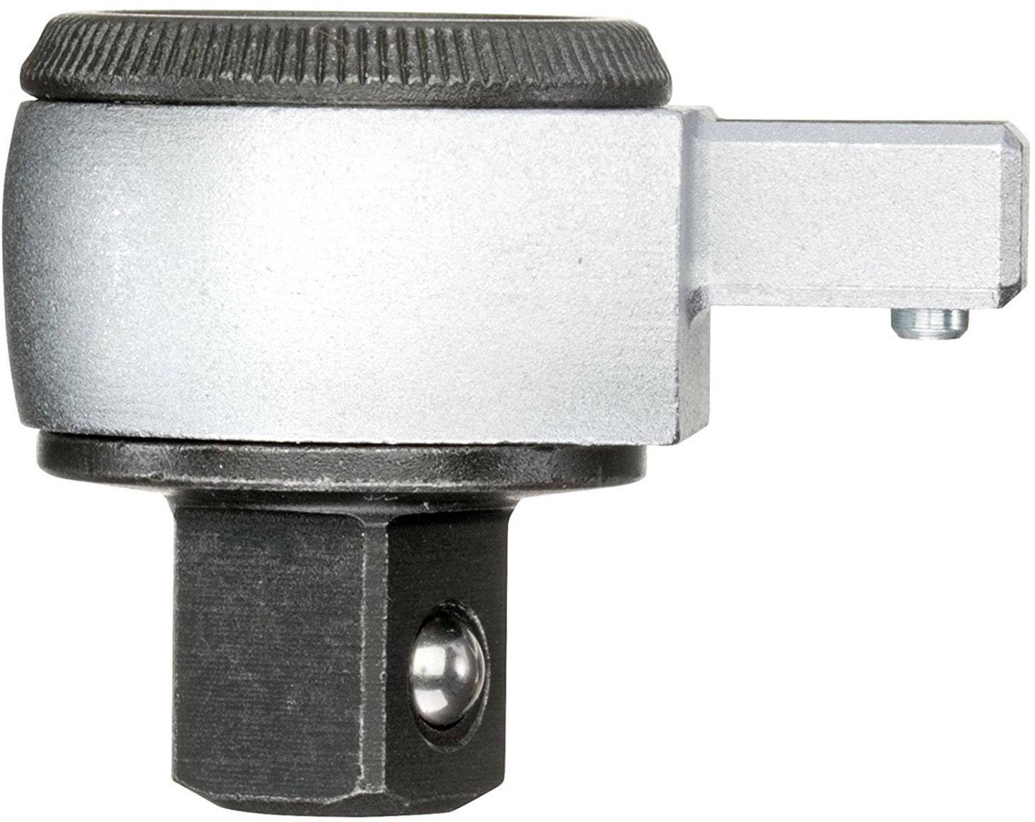 Adaptateur en métal avec raccord carré pour clé à douille, vis latérale de fixation.