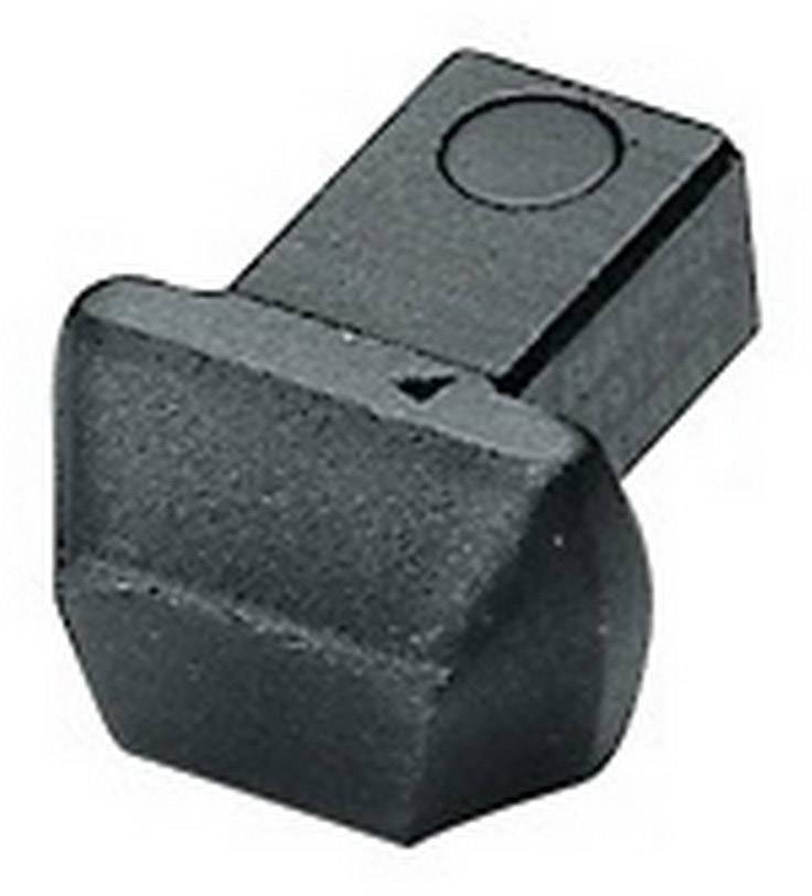 Poignée de commande noire en plastique avec embase carrée et prise circulaire. Utilisée pour le contrôle ou le réglage d'appareils.