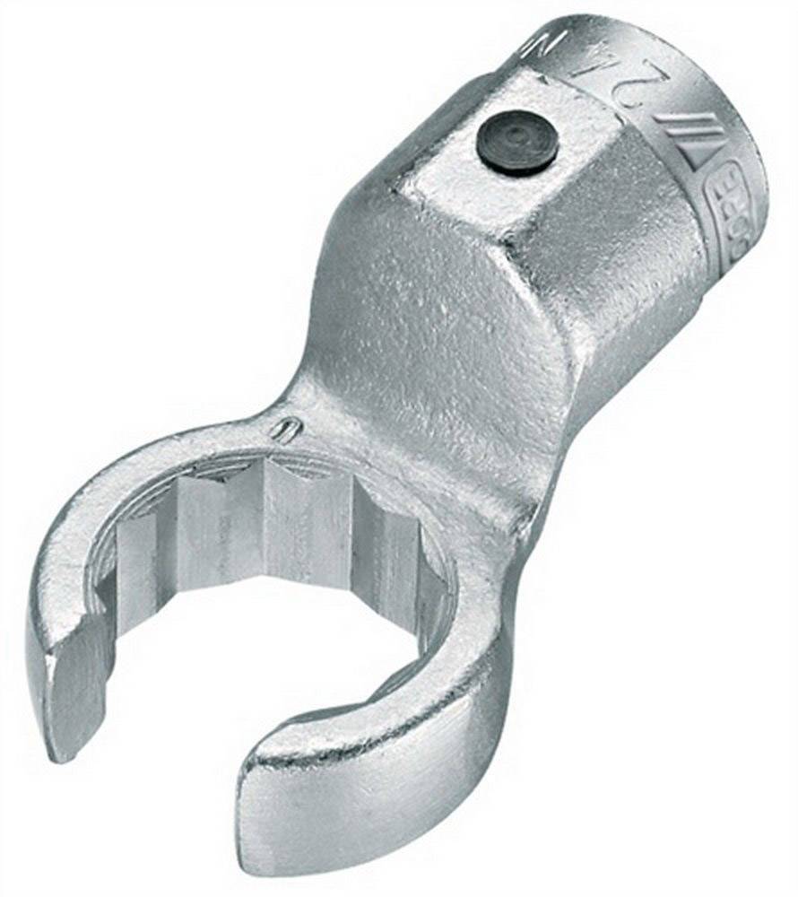 Embout de clé à fourche métallique avec poignée ronde, adapté aux endroits difficiles d'accès lors de travaux techniques ou mécaniques.