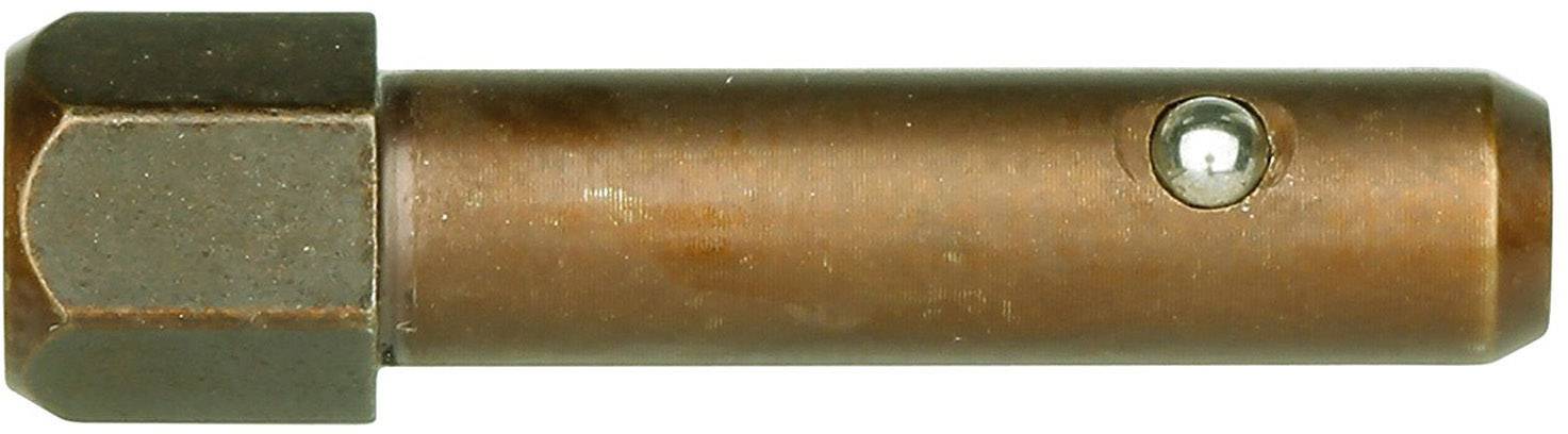 Un stylo métallique couleur bronze avec un capuchon rond à une extrémité et une bille proéminente sur le côté.
