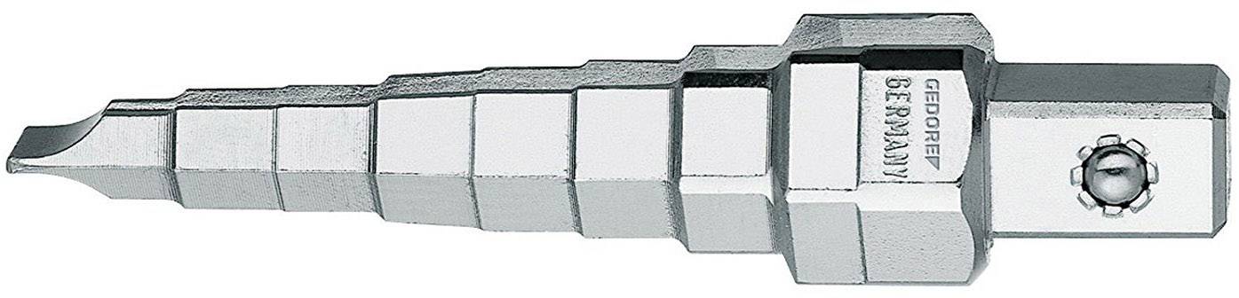 Outil métallique argenté, à gradins à une extrémité, portant la marque 'GEDORE Germany'. Utilisé pour dénuder les câbles.