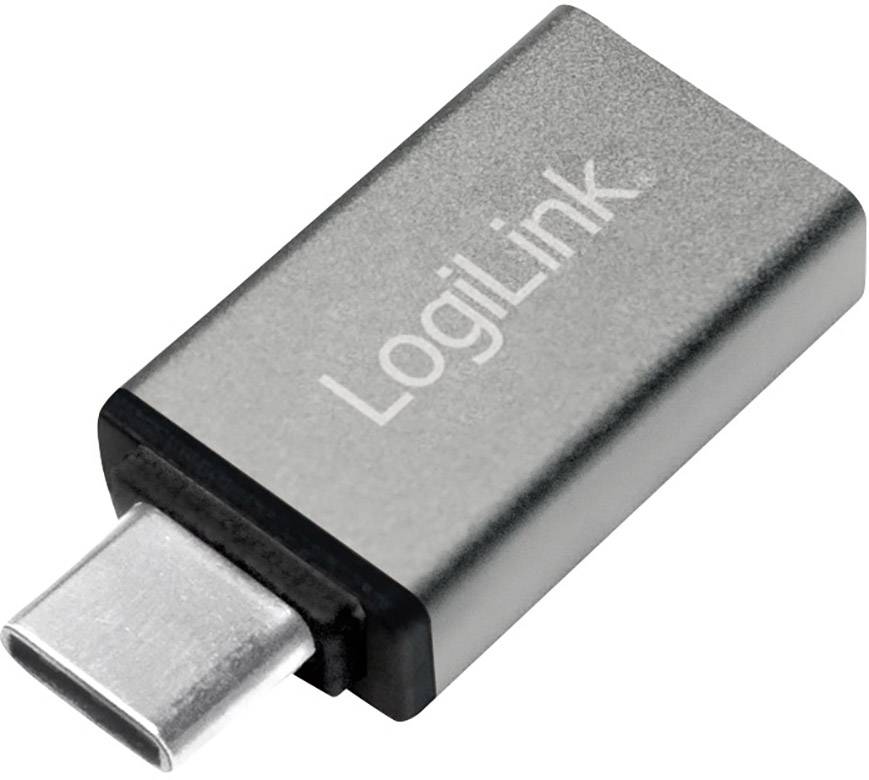 Un adaptateur USB-C de LogiLink en couleur argent, adapté pour connecter des appareils avec différents ports USB.