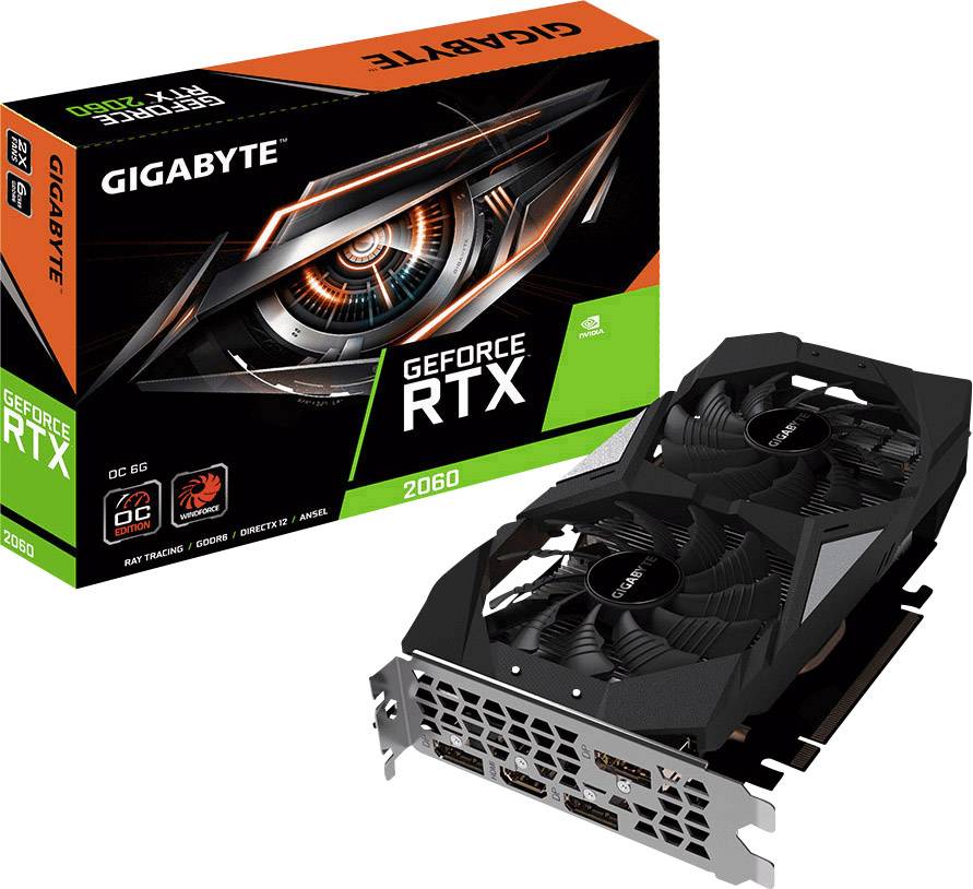 Gigabyte Grafikkarte Nvidia GeForce RTX 2060 Overclocked 6 GB GDDR6-RAM PCIe x16 HDMI®, DisplayPort