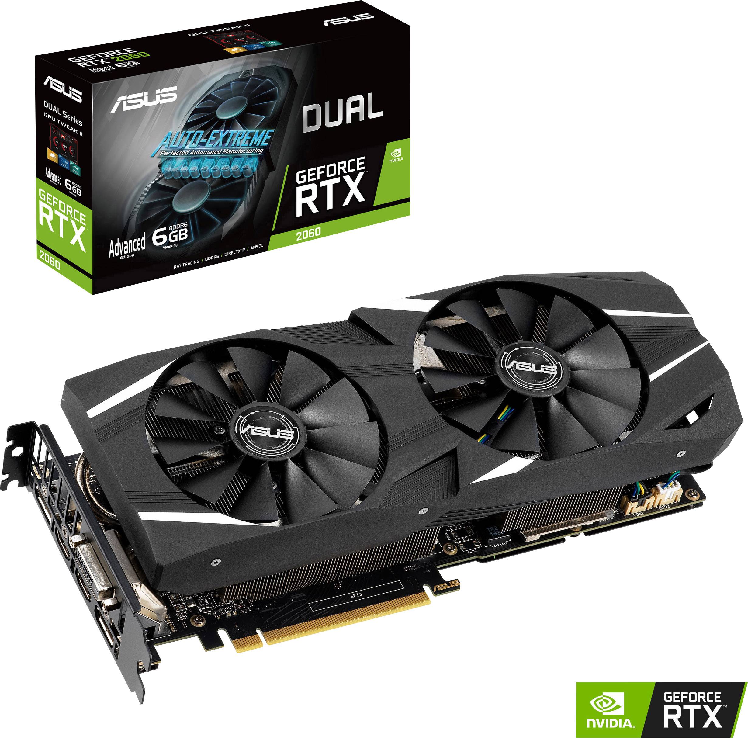 Asus Grafikkarte Nvidia GeForce RTX 2060 Dual Advanced 6 GB GDDR6-RAM PCIe x16 HDMI®, DVI, DisplayP