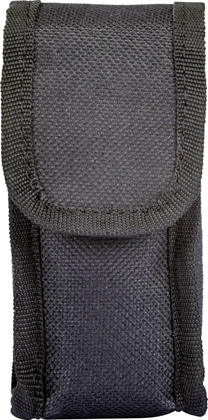 Sac en tissu noir robuste avec rabat sur le dessus. Principalement utilisé pour le rangement ou le transport de petits objets.