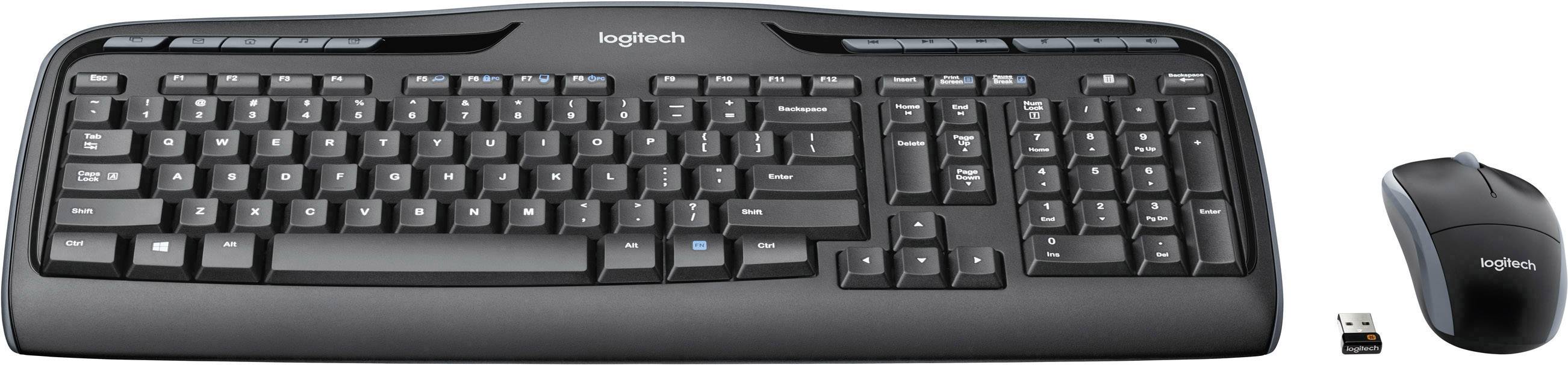 Logitech MK330 radio Kit souris + clavier touches multimédia anglais US, QWERTY noir