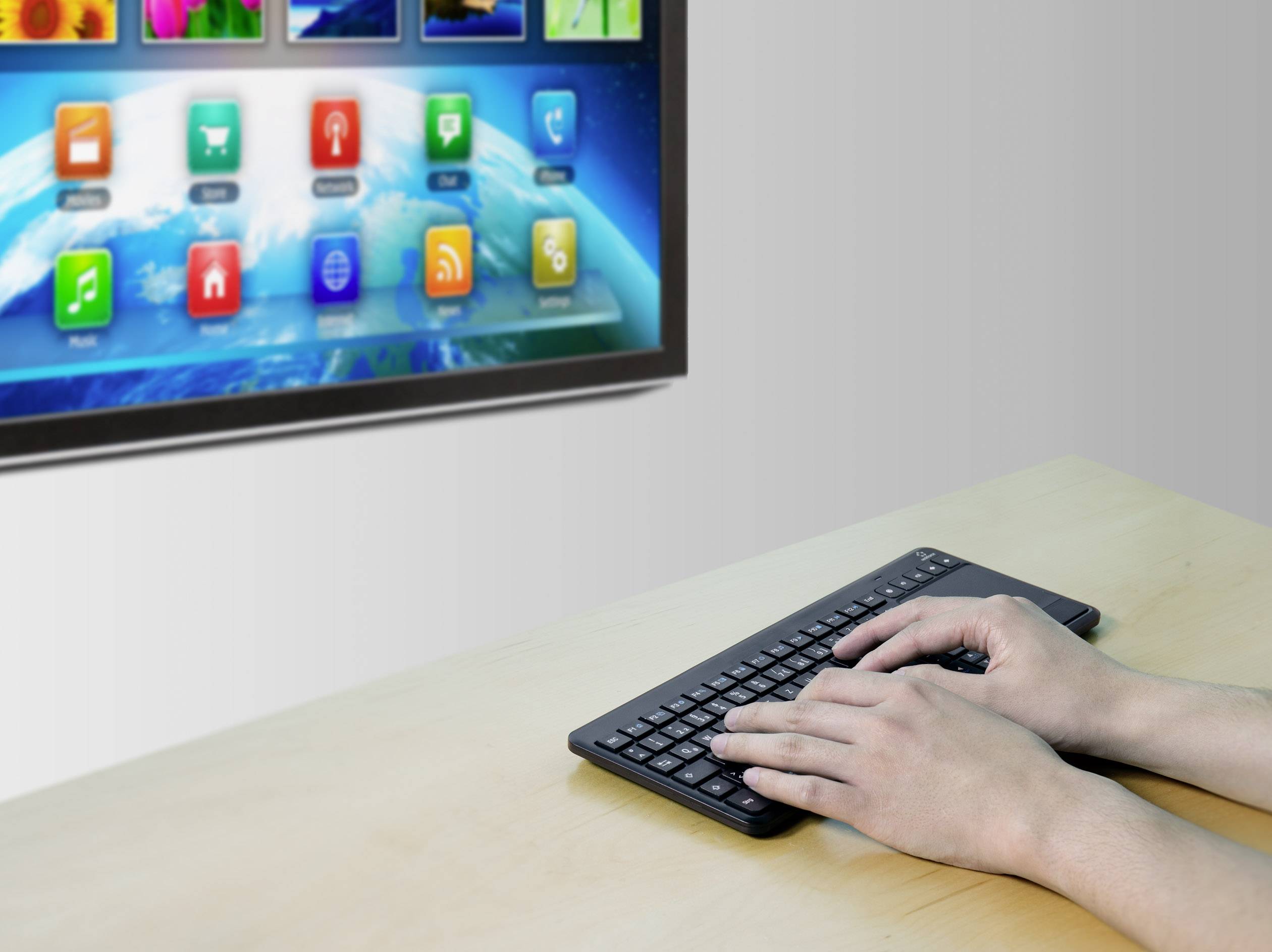 Renkforce MT-1006 radio Clavier, Pavé tactile allemand, QWERTZ noir pavé tactile intégré, boutons de souris, touches multimédia