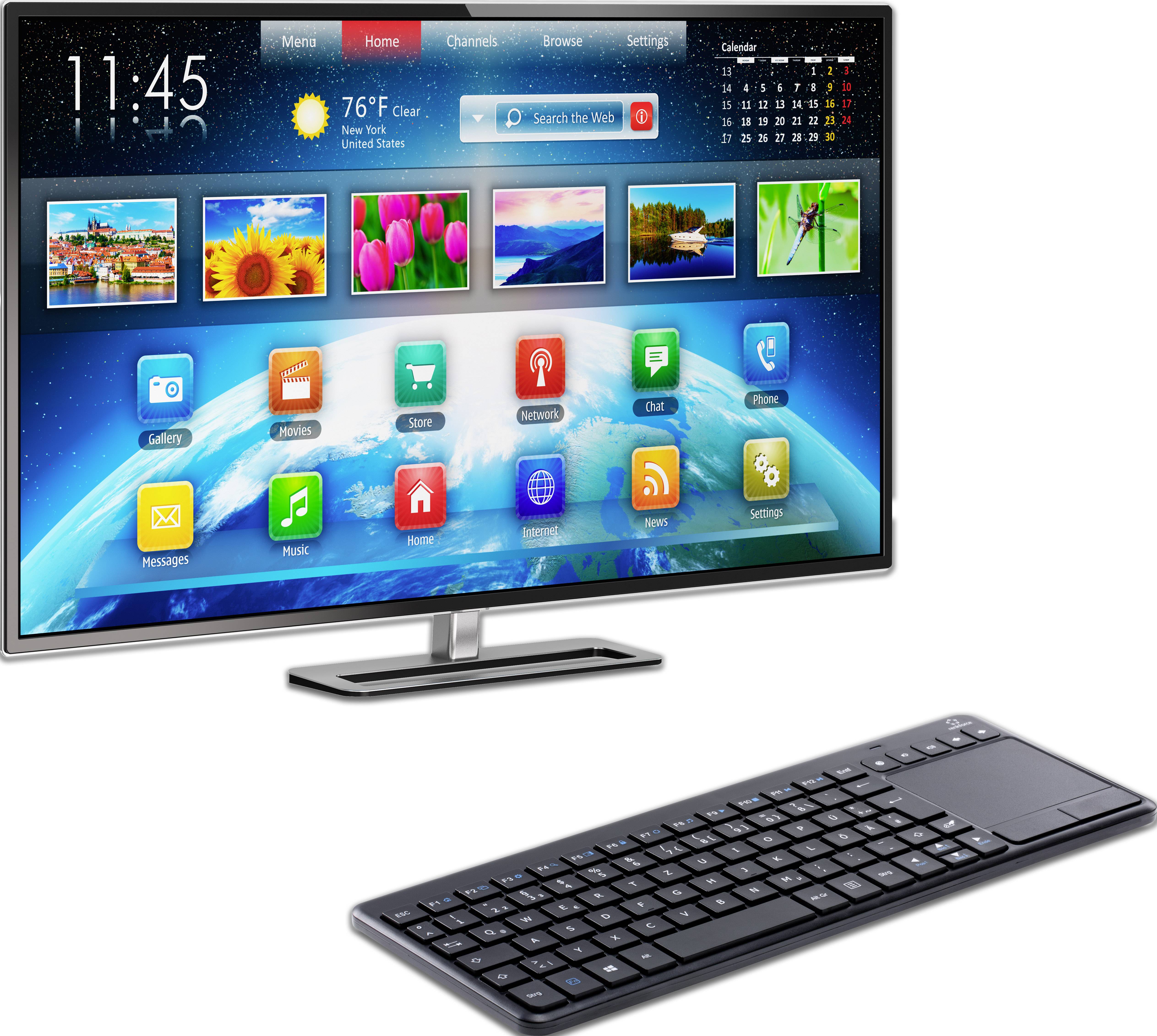 Renkforce MT-1006 radio Clavier, Pavé tactile allemand, QWERTZ noir pavé tactile intégré, boutons de souris, touches multimédia