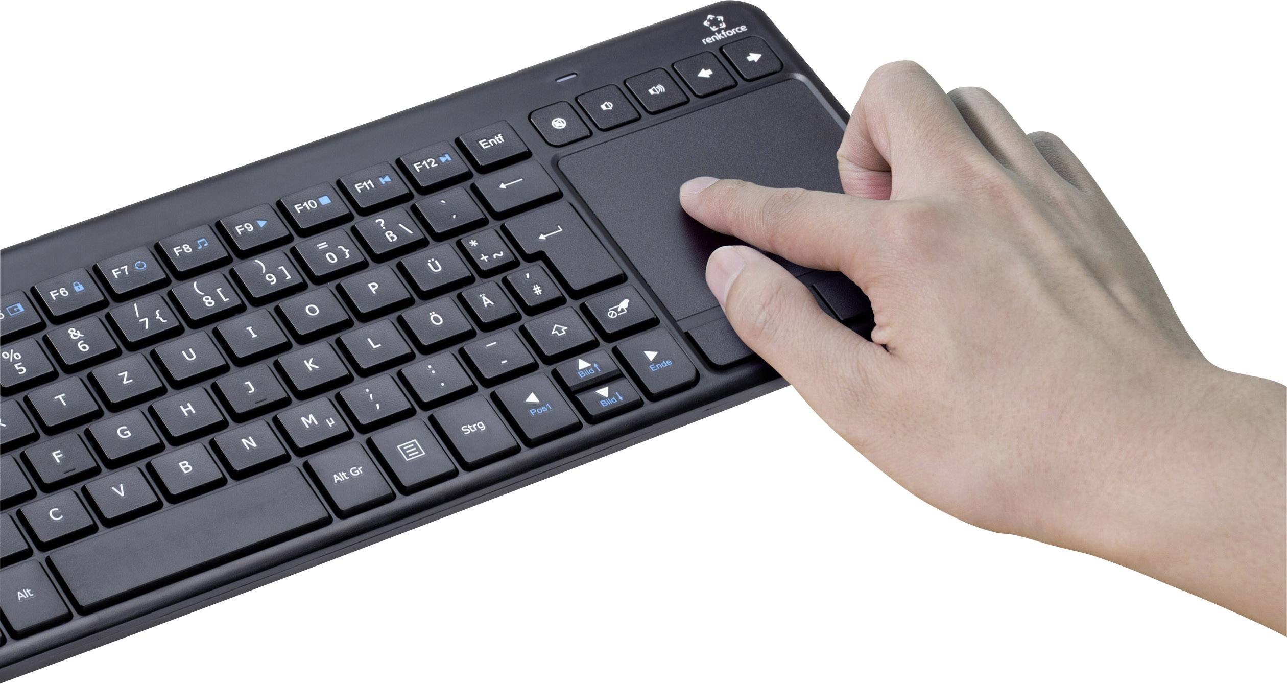 Renkforce MT-1006 radio Clavier, Pavé tactile allemand, QWERTZ noir pavé tactile intégré, boutons de souris, touches multimédia