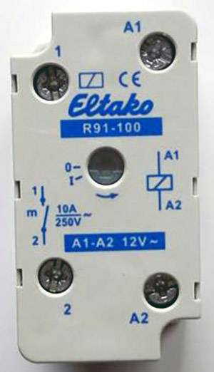 Eltako R91-100-12VAC Relais de commutation Tension nominale: 12 V Courant de commutation (max.): 8 A 1 NO (T) 1 pc(s)