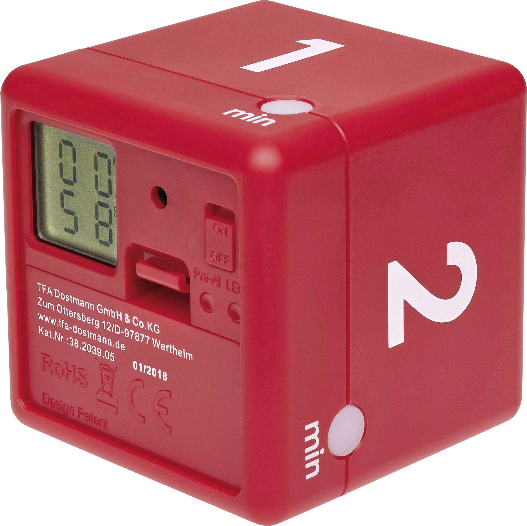 TFA Dostmann Timer Cube Minuteur rouge numérique