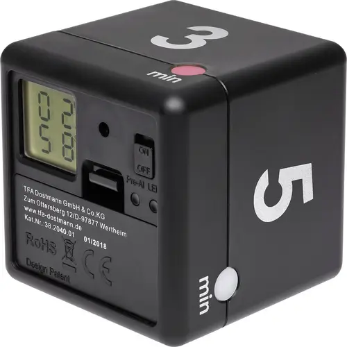 TFA Dostmann Timer Cube Minuteur noir numérique TFA Dostmann Timer Cube Minuteur noir numérique