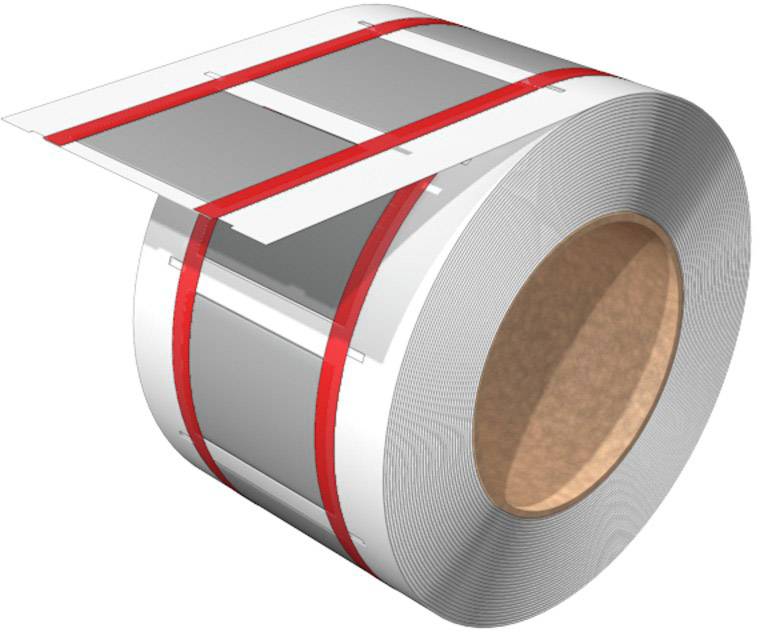 Un rouleau d'aluminium, partiellement déroulé, enveloppé de rubans rougeâtres, révèle sa surface argentée et brillante.