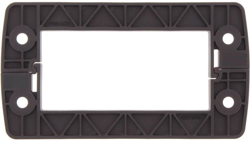 Cadre rectangulaire en plastique avec motifs géométriques et quatre trous aux angles, probablement destiné à être monté.