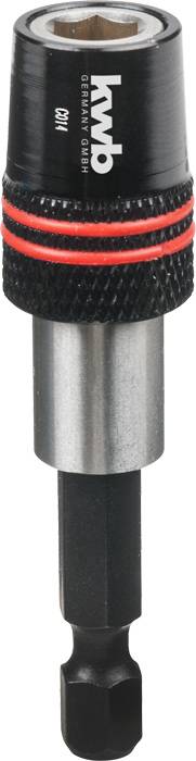 Système de fixation de mèches avec fonction de changement rapide, surface marquée en noir et rouge, pour outils électriques destinés à la fixation de mèches.