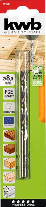 kwb 511908 Foret pour le bois 8 mm Longueur totale 117 mm 1 pc(s)