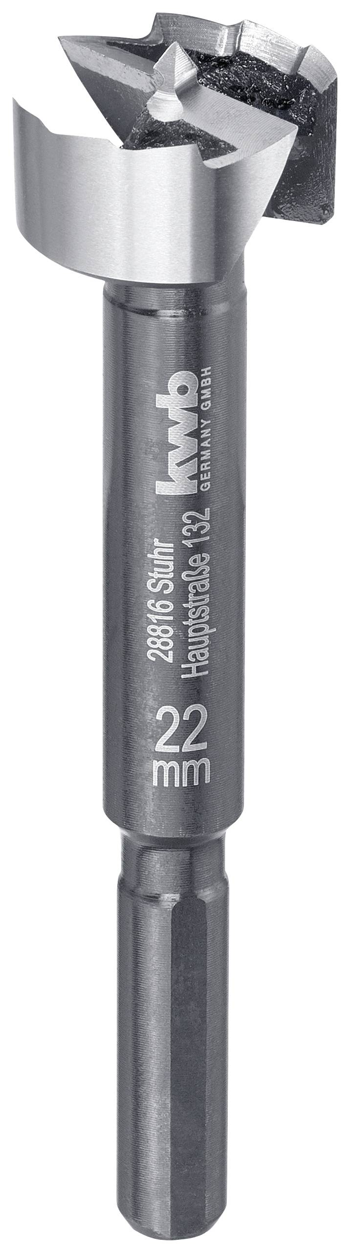 Un foret de Forstner argenté portant l'inscription '2006 Sturr' et d'un diamètre de 22 mm. Utilisé pour des perçages précis dans le bois.