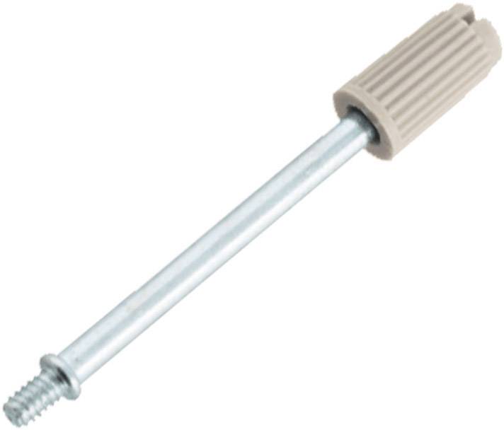 Tournevis métallique à manche en plastique rainuré beige et tige argentée, adapté pour un travail de précision.