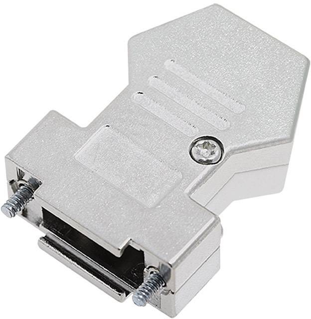 Un adaptateur argenté avec deux vis, utilisé pour connecter des câbles.