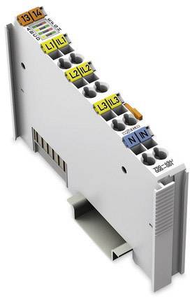 Module électrique enfichable avec plusieurs bornes étiquetées.