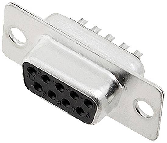 Embase SUB-D femelle Nombre de pôles: 9 encitech DB9-SS 2101-0180-11 180 ° fût à souder Tray