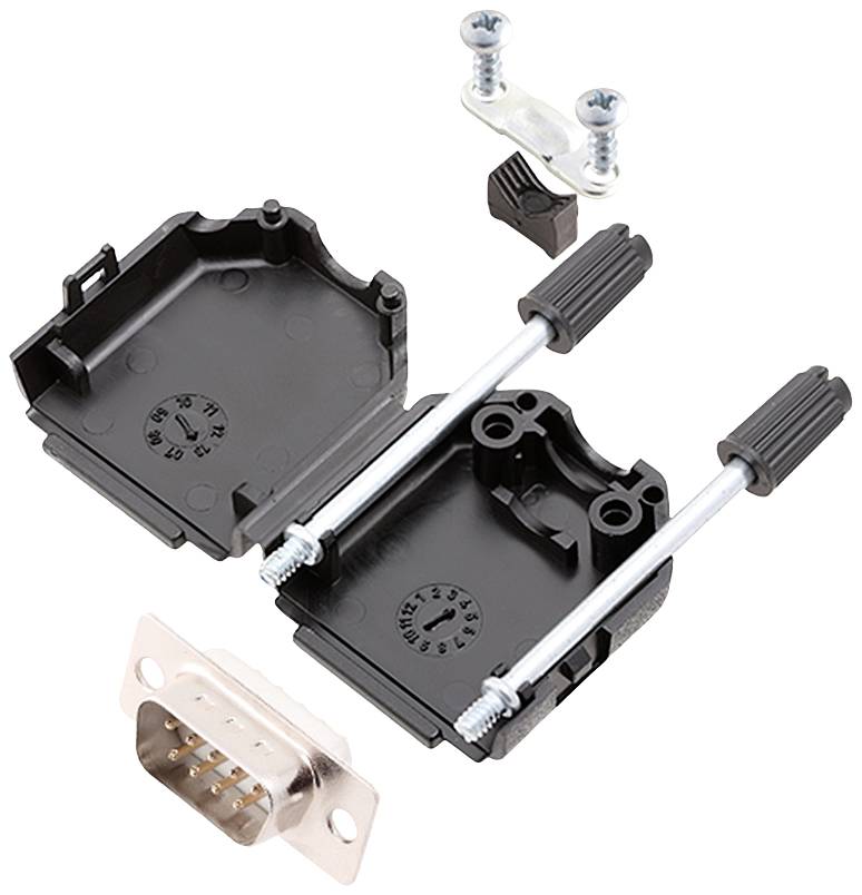 encitech DPPK09-BK-DMP-W-K 6355-8054-01 Kit embase SUB-D mâle 180 ° Nombre de pôles: 9 fût à souder