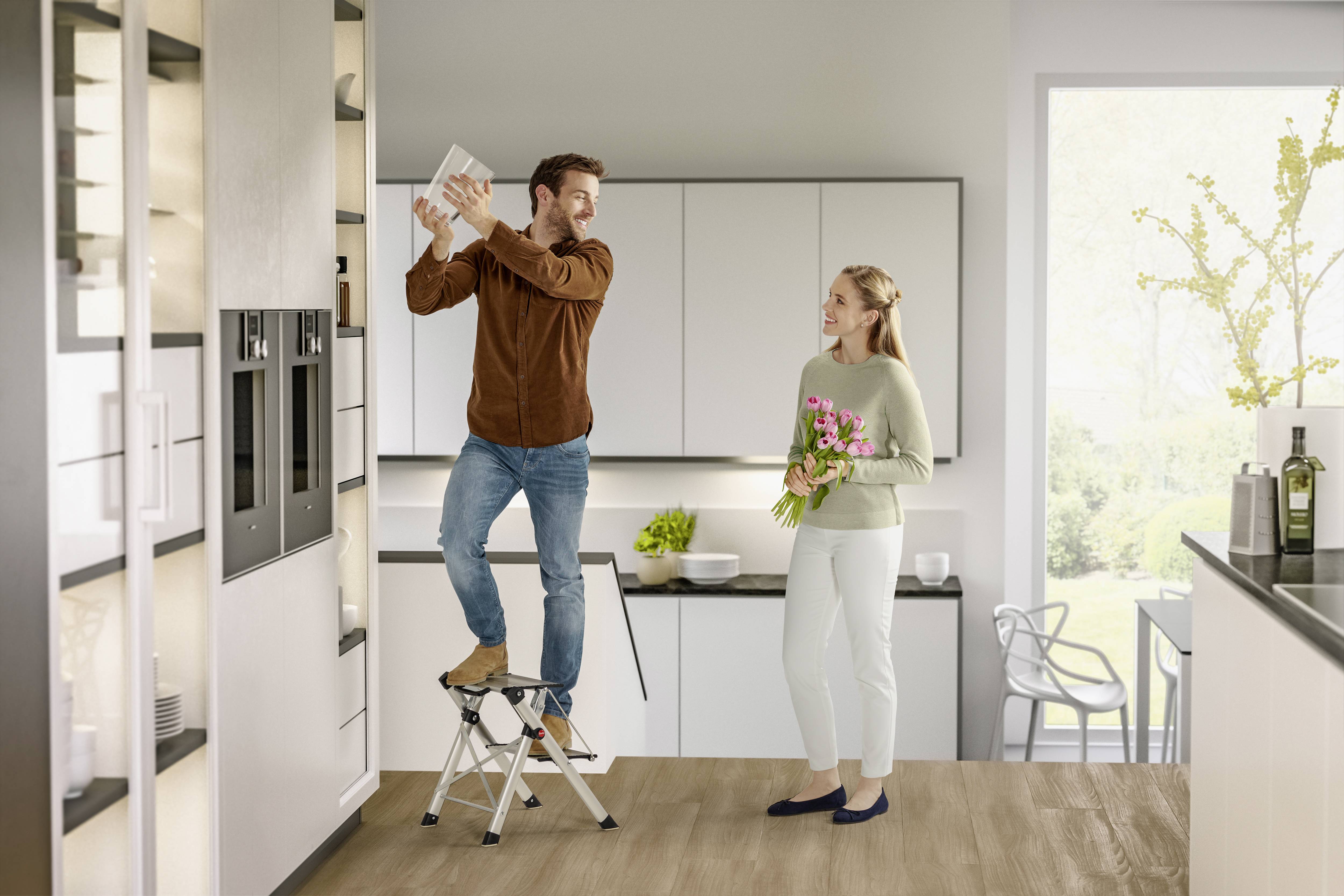 Hailo MK80 ComfortLine 4310-100 aluminium Marchepied pliant pliable Hauteur de travail (max.): 244 cm argent, noir 3.6 kg