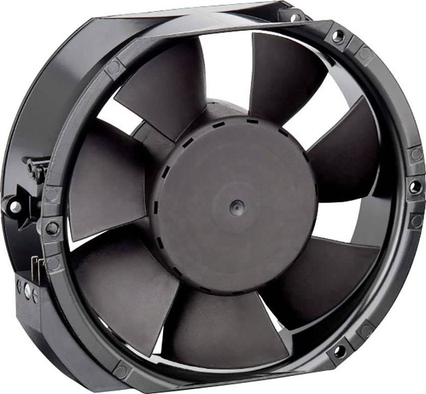 Ventilateur noir à sept pales dans un boîtier circulaire. Adapté aux applications de refroidissement dans les dispositifs électroniques.