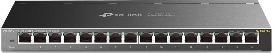 Un commutateur de bureau Gigabit 16 ports de TP-Link, modèle TL-SG1016, conçu pour des connexions réseau à haute vitesse dans les environnements de bureau.