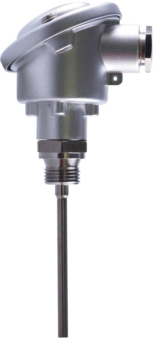 Un capteur de température industriel avec boîtier métallique et tige de mesure longue, utilisé pour la surveillance de la température dans diverses applications.