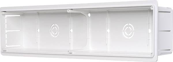 Insert de ventilateur rectangulaire blanc avec plusieurs ouvertures de ventilation et une conception simple et fonctionnelle.
