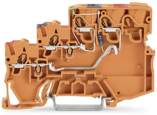 Bloc de connexion de câble orange avec plusieurs entrées et connexions métalliques intégrées, conçu pour un câblage électrique sécurisé.