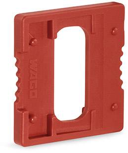 Outil d'isolation en plastique rouge avec une ouverture rectangulaire au centre, utilisé pour sécuriser les connexions électriques.