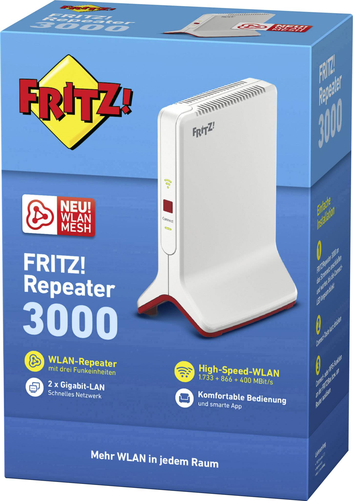 AVM FRITZ!Repeater 3000 International Répéteur Wi-Fi 3000 MBit/s 2.4 GHz, 5 GHz, 5 GHz maillé