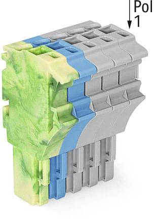 Un boîtier de connecteur en plastique multicolore avec différentes entrées et la marque 'Pôle 1' dans le coin supérieur.