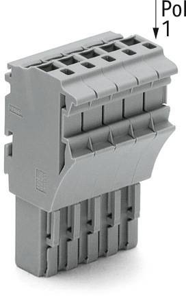 Connecteur électrique gris avec plusieurs bornes et boîtier en plastique, adapté aux applications industrielles.