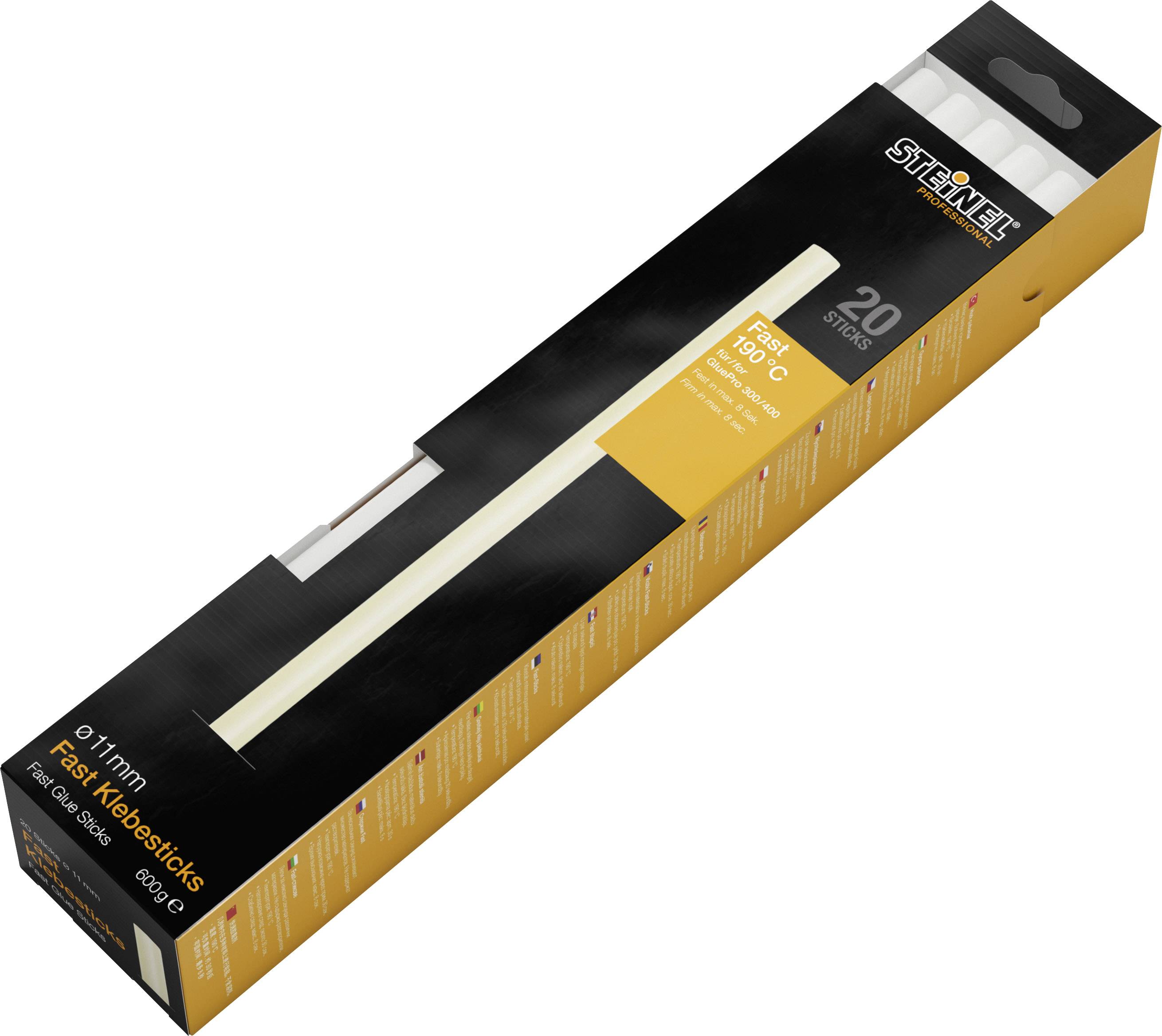 Bâtons de colle Steinel Ø 11 mm, paquet de 20 bâtons, adaptés pour coller rapidement et fermement différents matériaux.